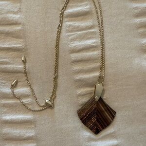 Kendra Scott Aislinn Gold Plated Brown‎ Dusted Glass Pendant Necklace